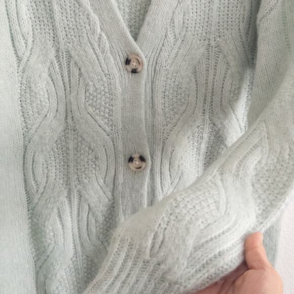A New Day Wool Blend Fisherman Mint Green Cardigan Sweater Size XS - Picture 4 of 9